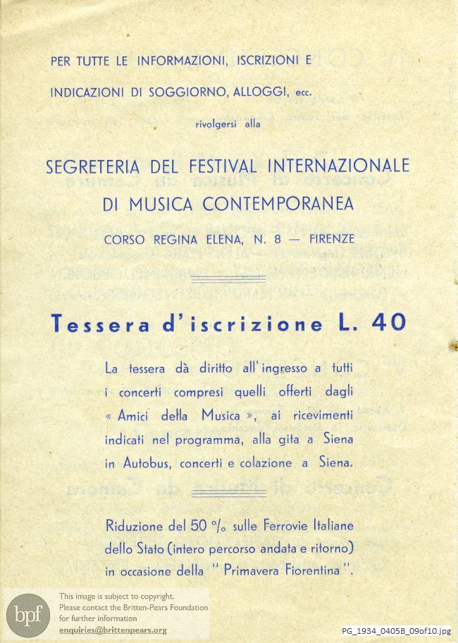 Britten Phantasy Oboe Quartet, Twelfth International Festival of Contemporary Music, Florence