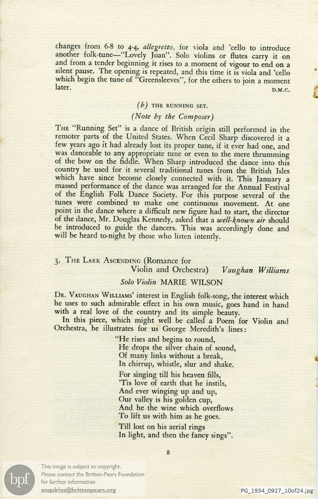 Vaughan Williams, Various Works, Queen's Hall, London