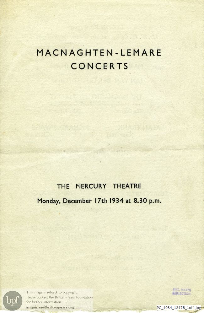 Britten A Boy Was Born, Mercury Theatre, London