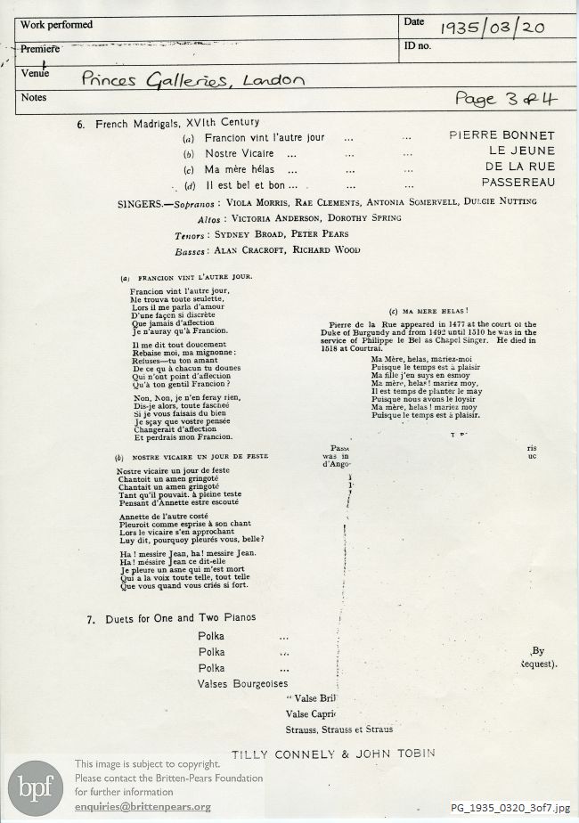 Music Lovers' Smoking Concert, Princes Galleries, London