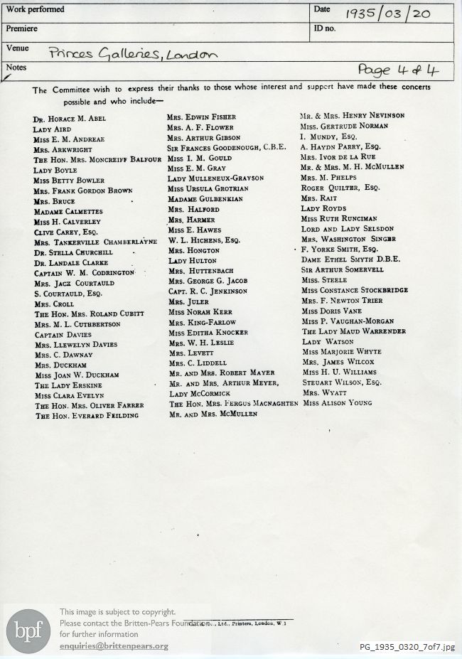 Music Lovers' Smoking Concert, Princes Galleries, London