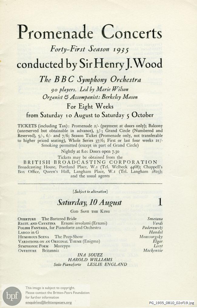 Promenade Concerts, Queen's Hall, London