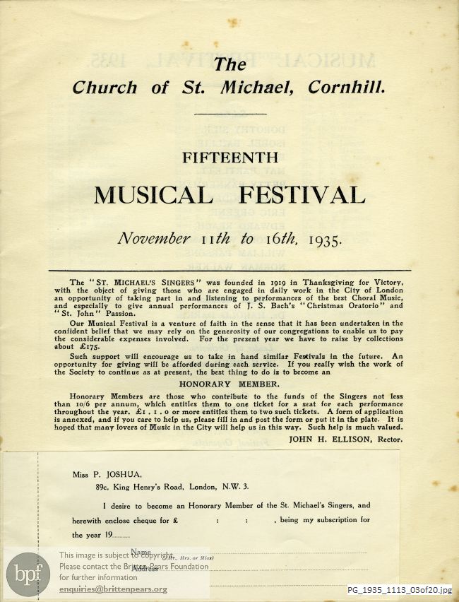 Musical Festival, Church of St Michael, Cornhill, London