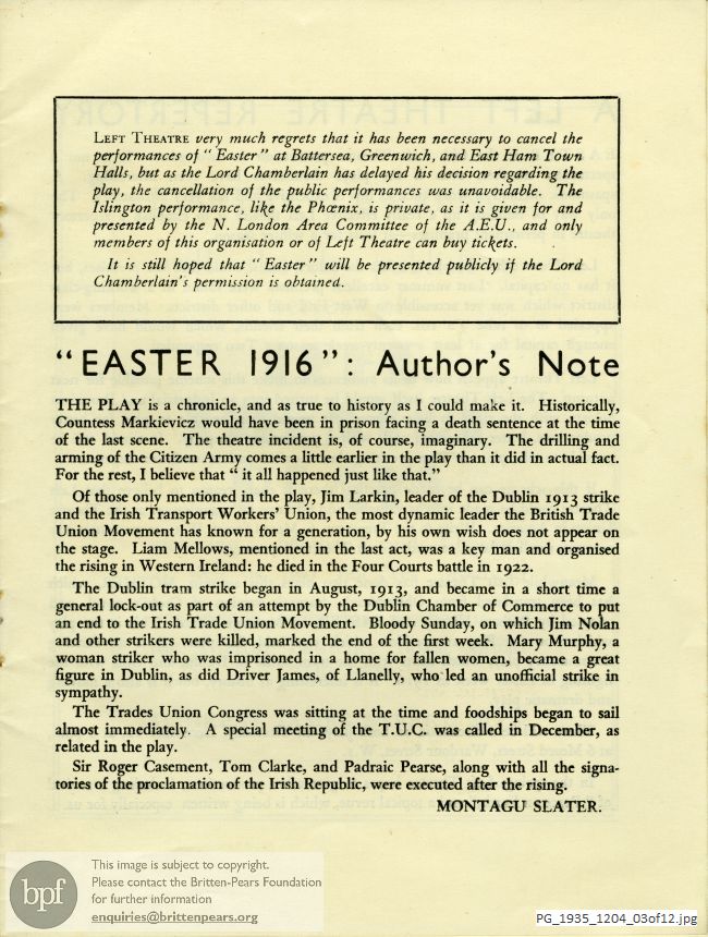 Montague Slater, Easter 1916