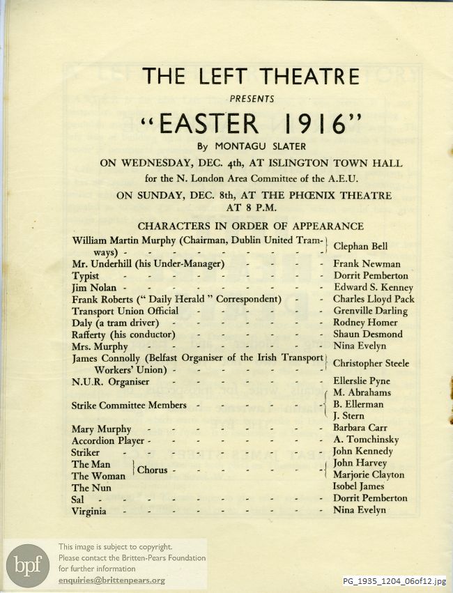 Montague Slater, Easter 1916