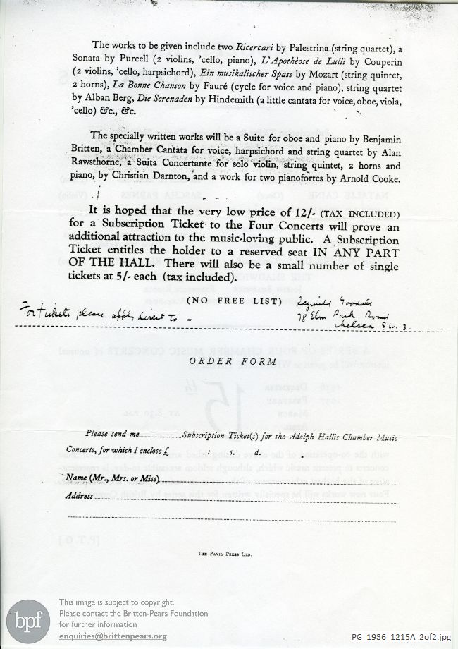 Britten Temporal [Variations] Suite for Oboe and Piano, Wigmore Hall, London