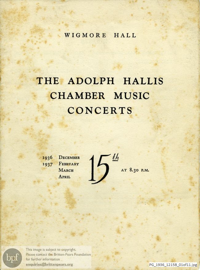 Britten Temporal [Variations] Suite for Oboe and Two Duets (titles to be announced) [Two Ballads], Wigmore Hall, London