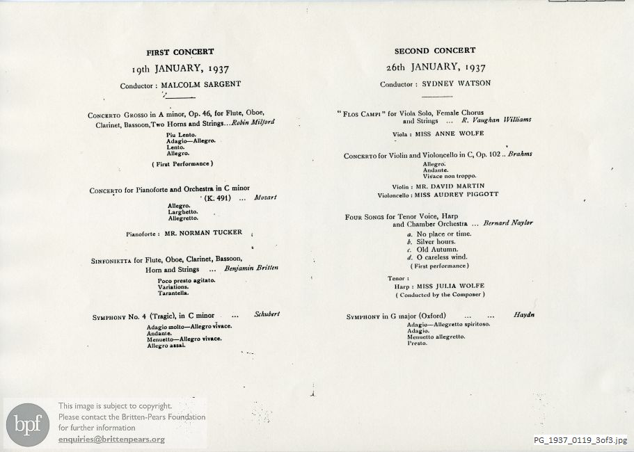 Britten, Sinfonietta, Royal College of Music, London