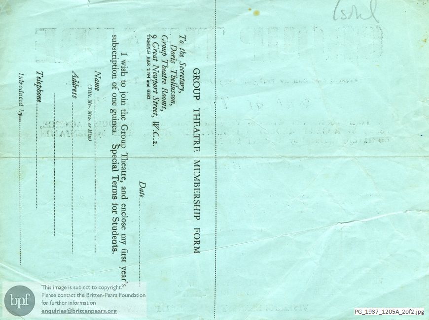 Britten Out of the Picture, Westminster Theatre, London