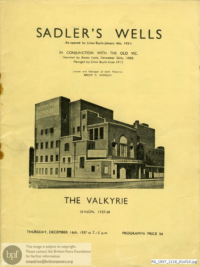 Wagner The Valkyrie, Sadler's Wells, London.