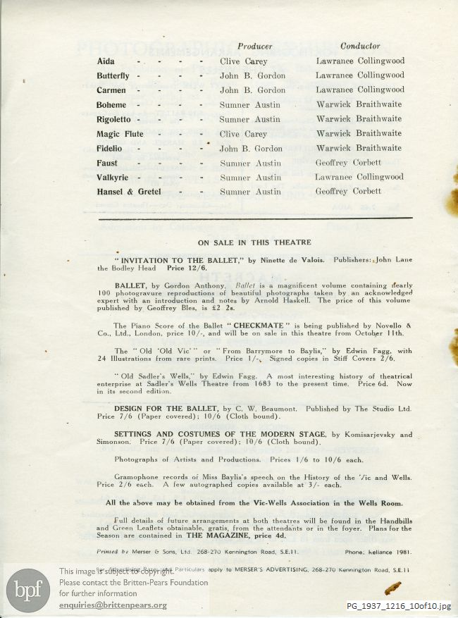 Wagner The Valkyrie, Sadler's Wells, London.