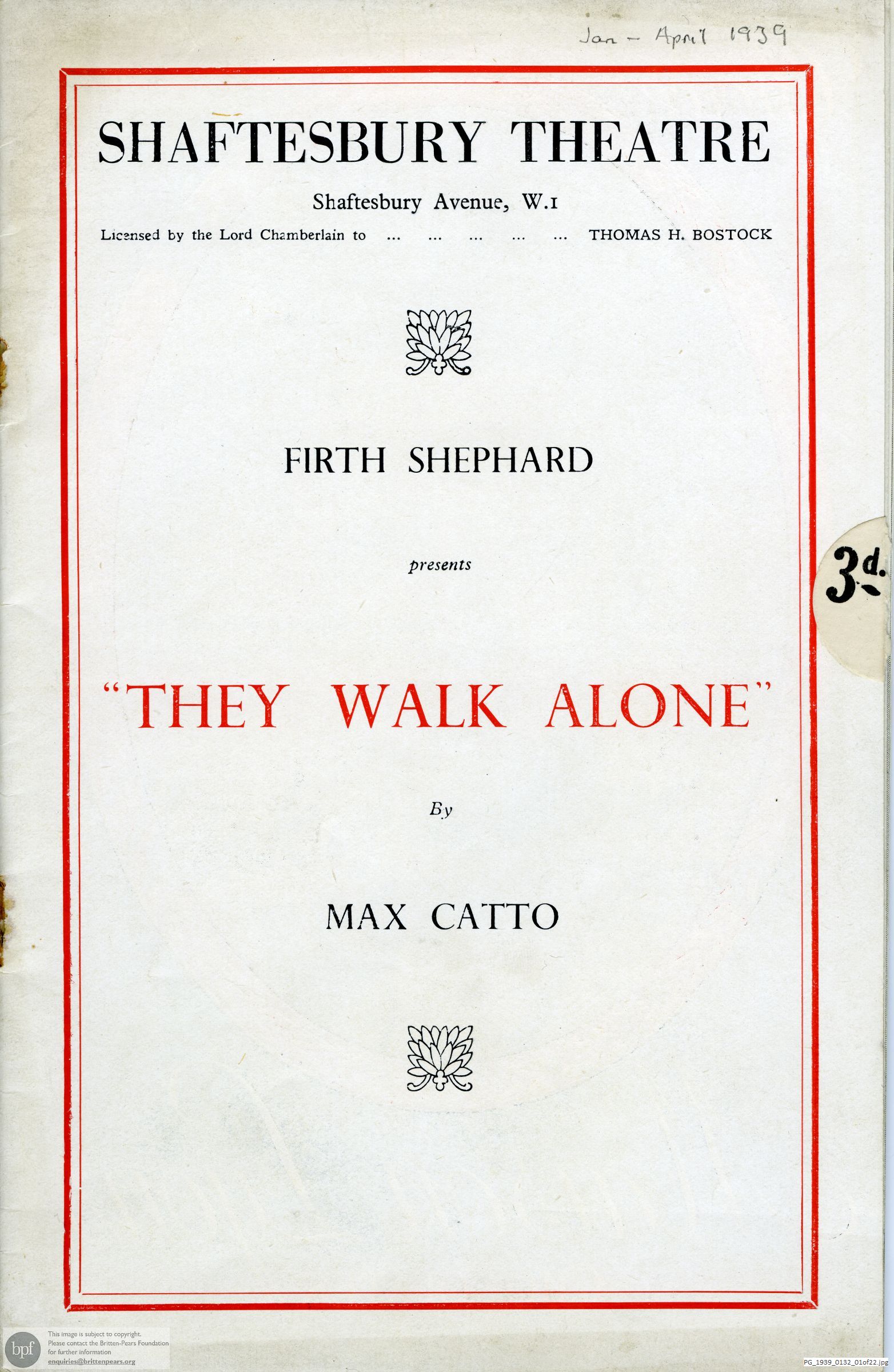Britten They Walk Alone, Shaftesbury Theatre, London