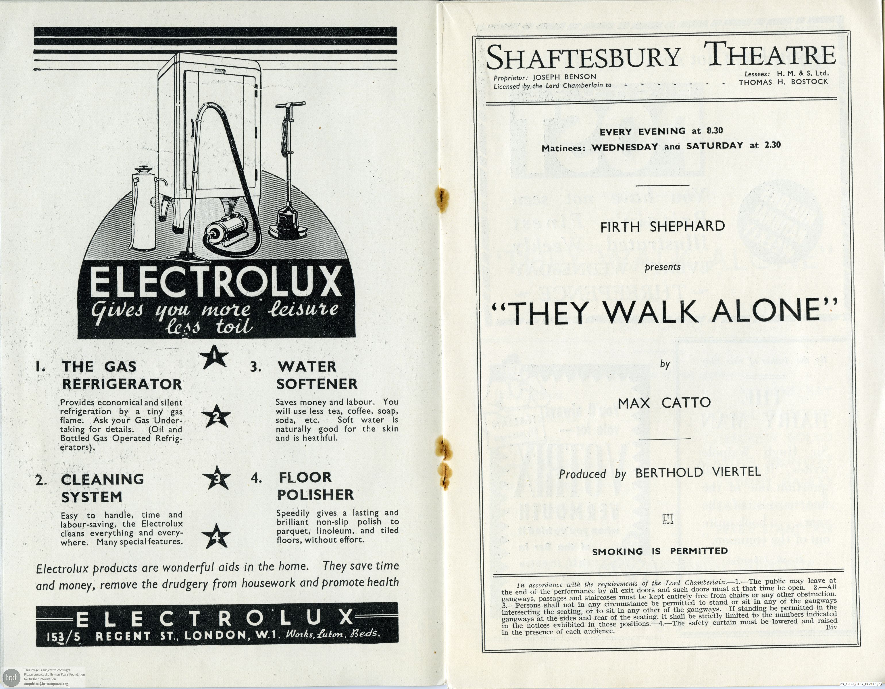 Britten They Walk Alone, Shaftesbury Theatre, London