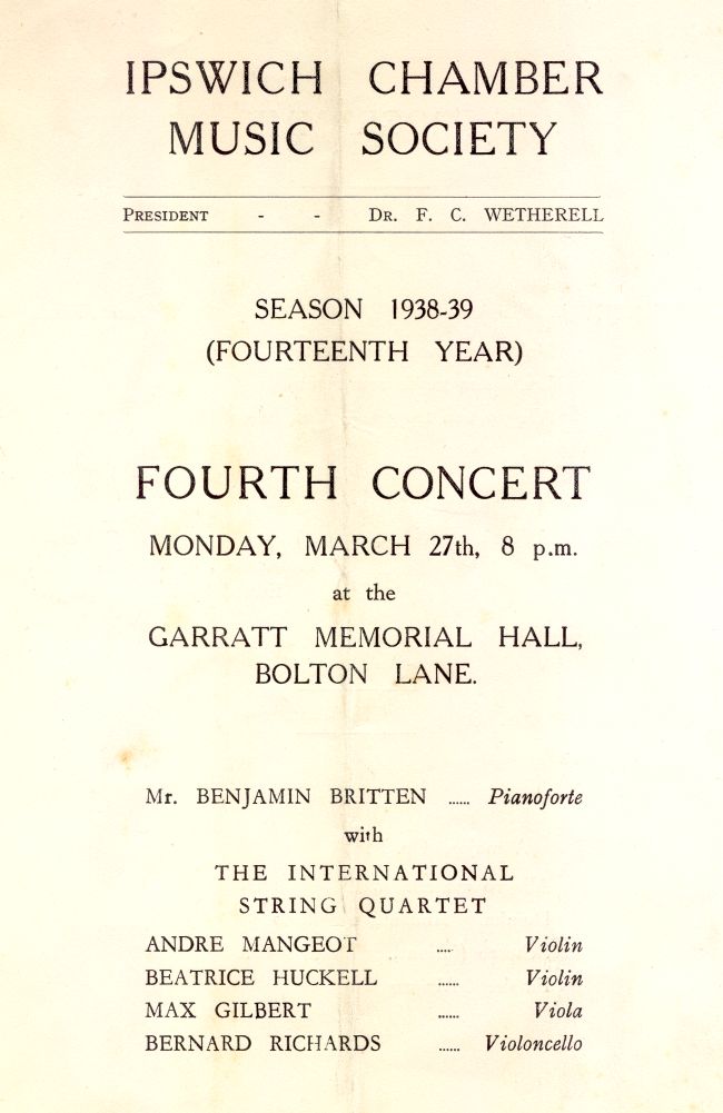 Various composers, Garratt Memorial Hall, Ipswich