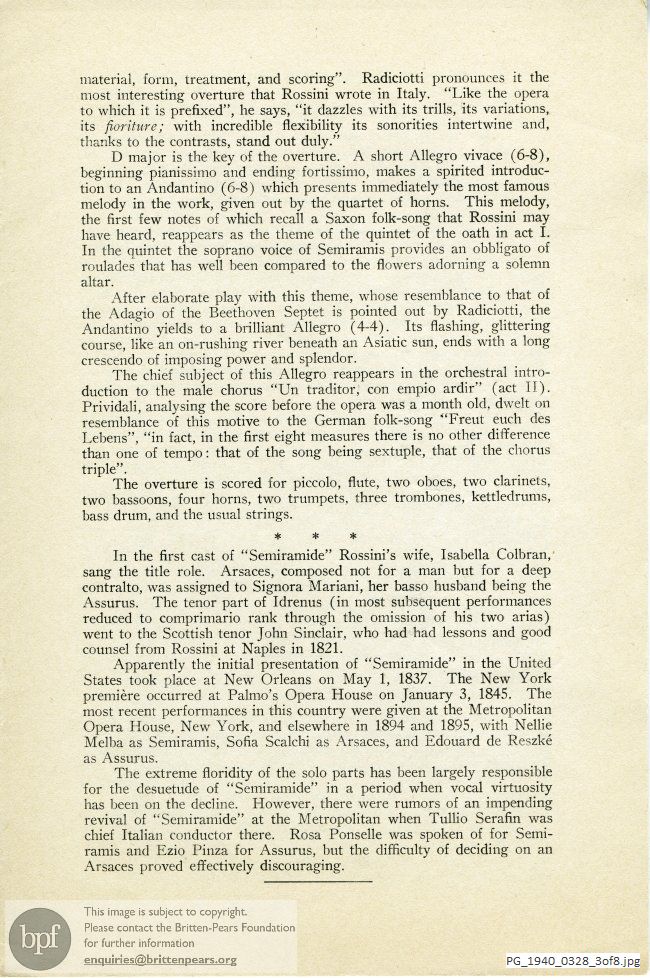 Concert programme:  Britten Concerto for Violin and Orchestra in D Minor, Carnegie Hall, New York