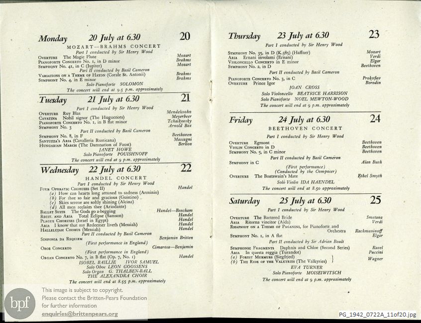 Concert programme:  Britten Sinfonia da Requiem, Royal Albert Hall, London