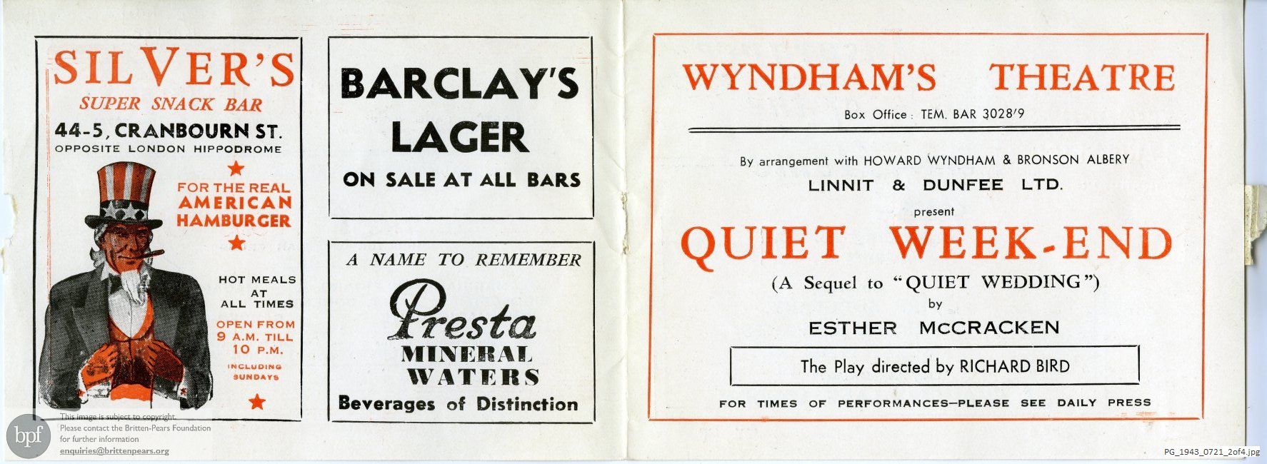 Concert programme:  Rossini The barber of Seville, New Theatre, London