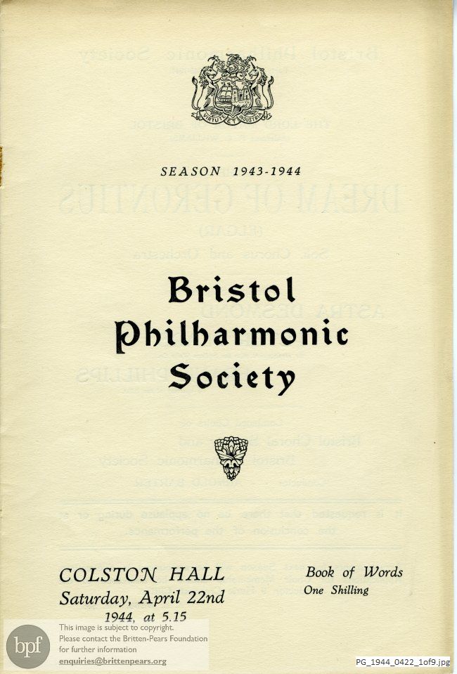 Elgar Dream Of Gerontius, Colston Hall, Bristol.