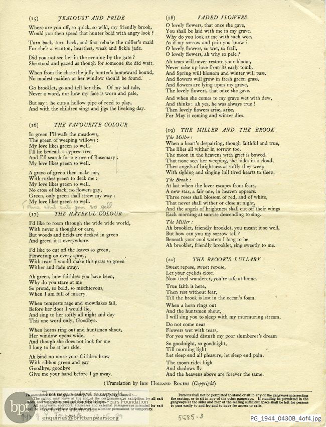 Schubert Die Schone Mullerin, Wigmore Hall, London