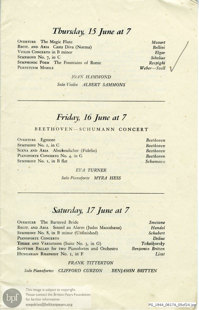 Britten Scottish Ballad, Royal Albert Hall, London.