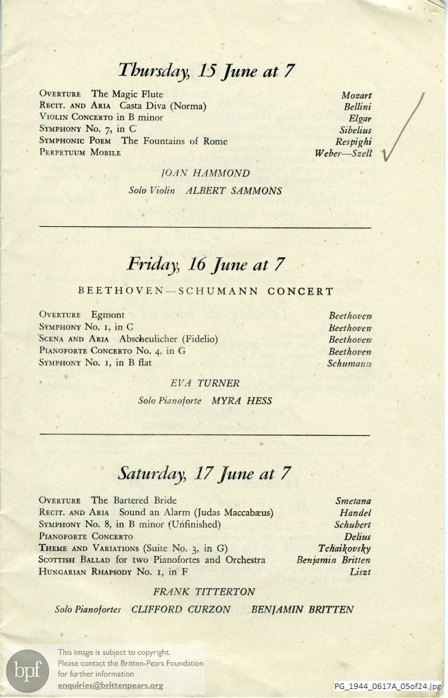 Britten Scottish Ballad, Royal Albert Hall, London.