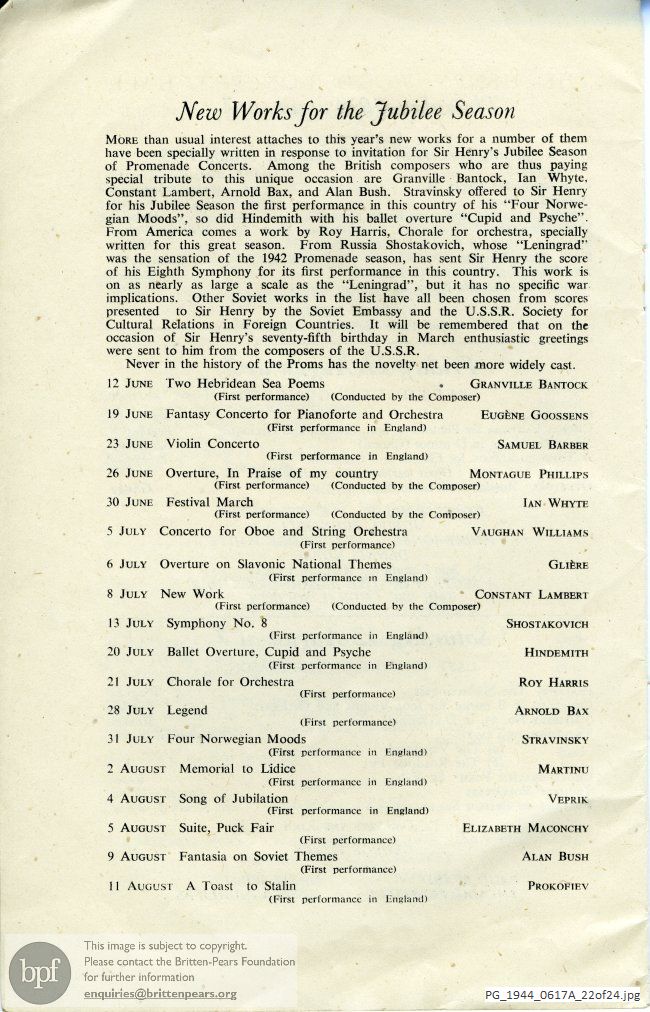 Britten Scottish Ballad, Royal Albert Hall, London.