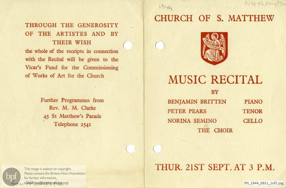 Britten Rejoice in The Lamb, Church of St. Matthew, Northampton