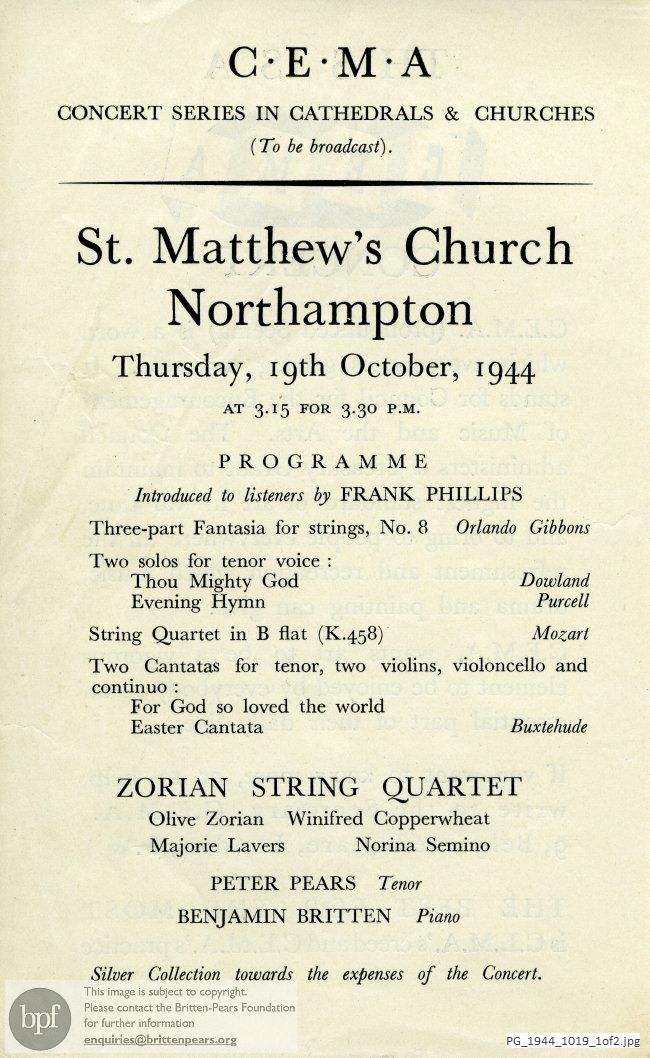 CEMA concert, St. Matthew's Church, Northampton