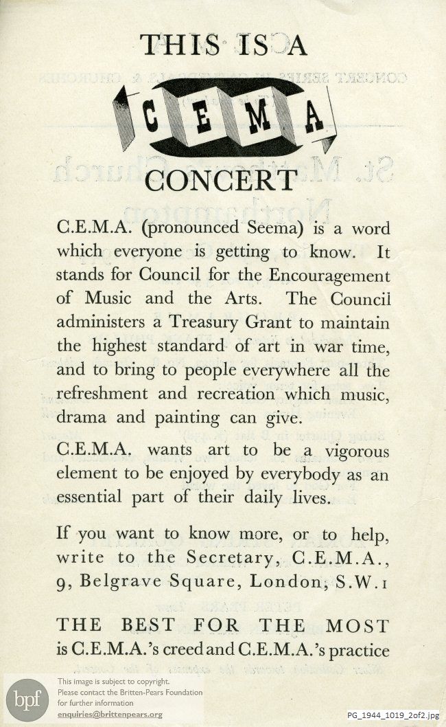 CEMA concert, St. Matthew's Church, Northampton
