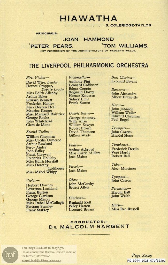 Coleridge-Taylor Hiawatha, Philharmonic Hall, Liverpool