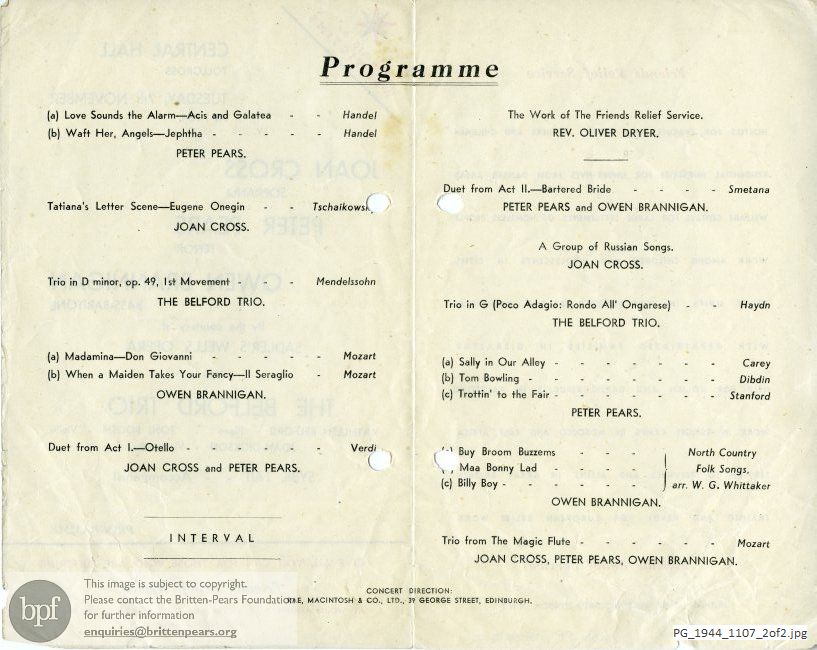 Friends Relief Service concert, Central Hall, Tollcross, Glasgow