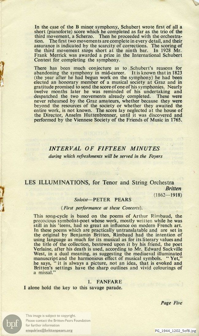 Britten Les Illuminations, Liverpool