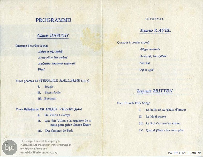 Concert de musique Française, Wigmore Hall, London