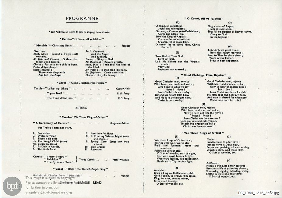 Christmas concert, Central Hall, Westminster