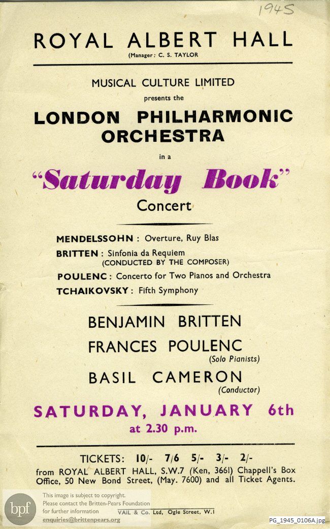 Saturday Book concert, Royal Albert Hall, London
