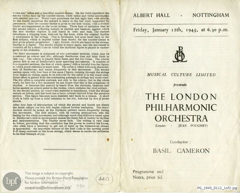 LPO concert, Albert Hall, Nottingham