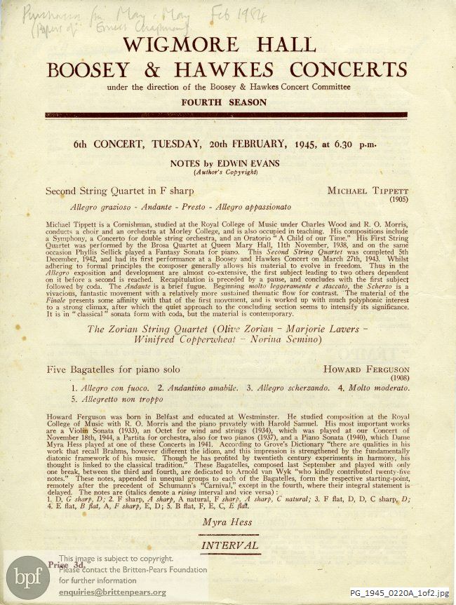 Various composers, Wigmore Hall, London