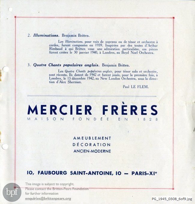 Radiodiffusion Française concert, Theatre des Champs-Elysees, Paris