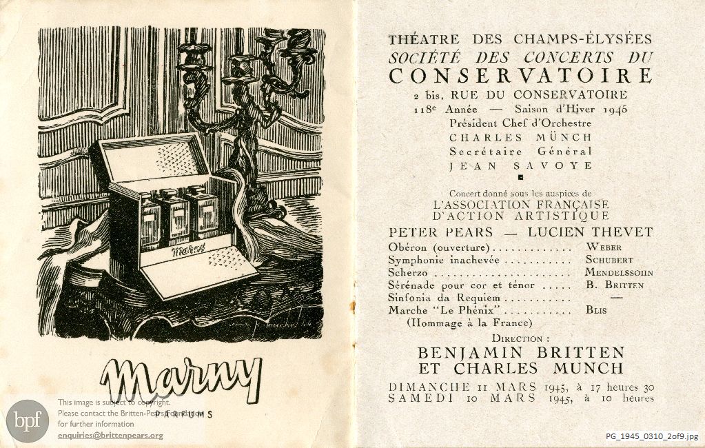Conservatoire Concerts Society, Theatre des Champs-Elysees, Paris