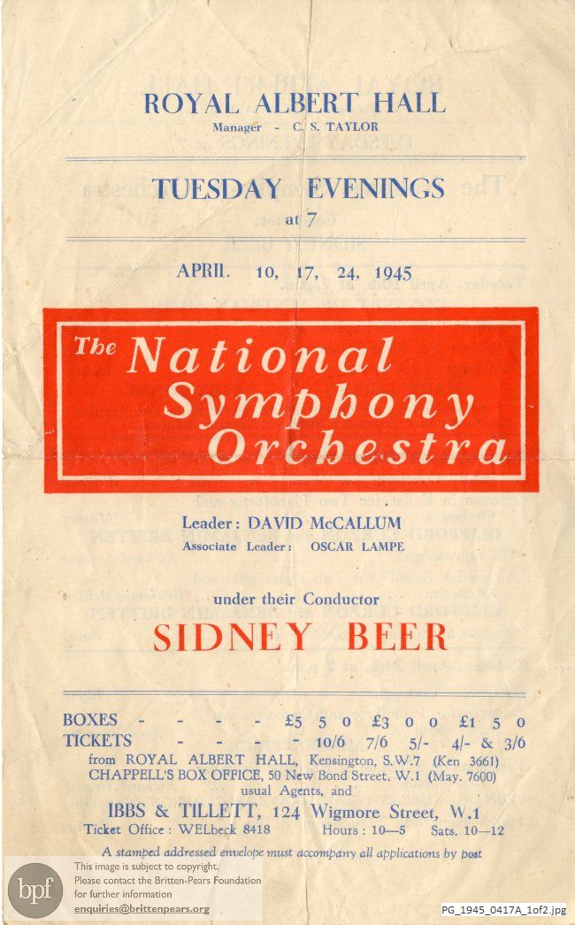 Britten A Scottish Ballad, Royal Albert Hall, London