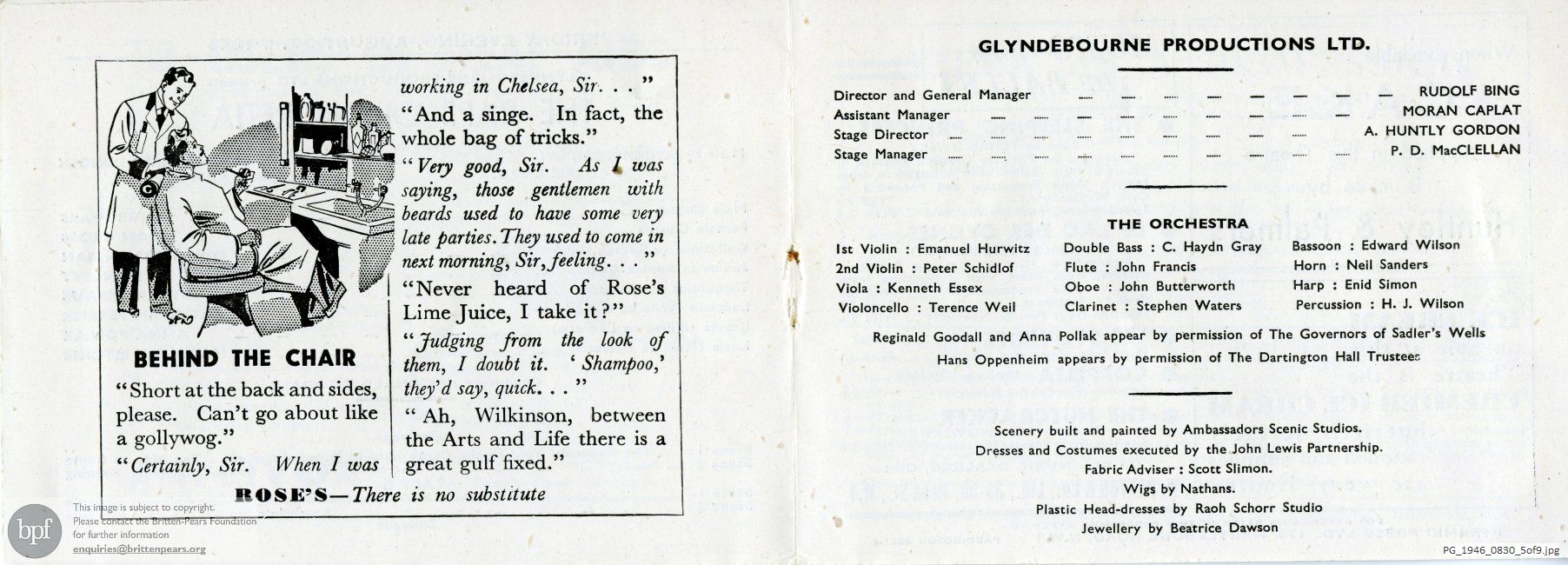 Concert programme:  Britten The Rape of Lucretia, Sadler's Wells, London