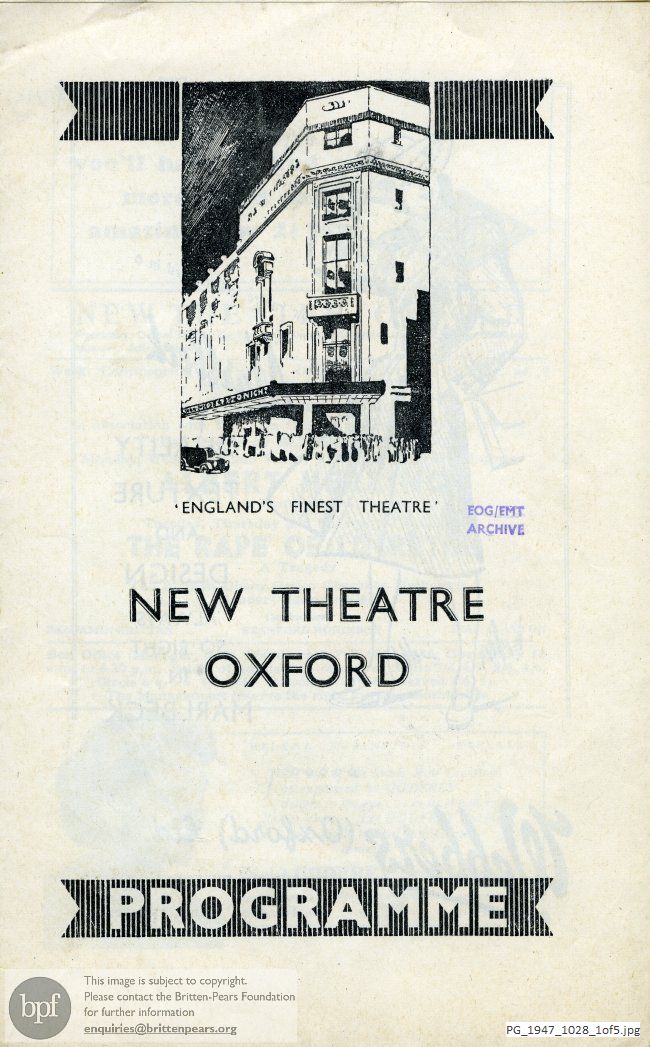 Concert programme:  Britten, Albert Herring and The Rape of Lucretia, New Theatre, Oxford