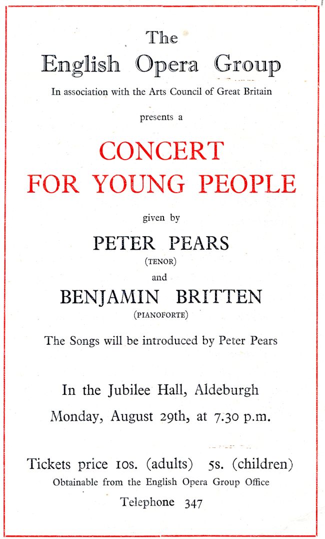 Britten Folk Songs (unspecified), Jubilee Hall, Aldeburgh, Suffolk