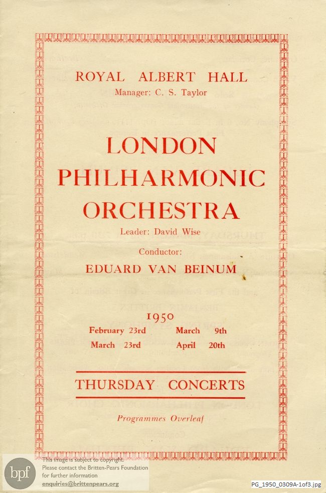 LPO Thursday Concerts, Royal Albert Hall, London