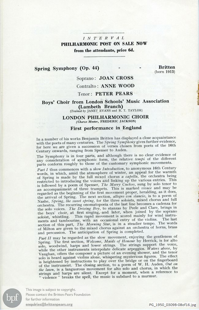 Britten Spring Symphony, Royal Albert Hall, London