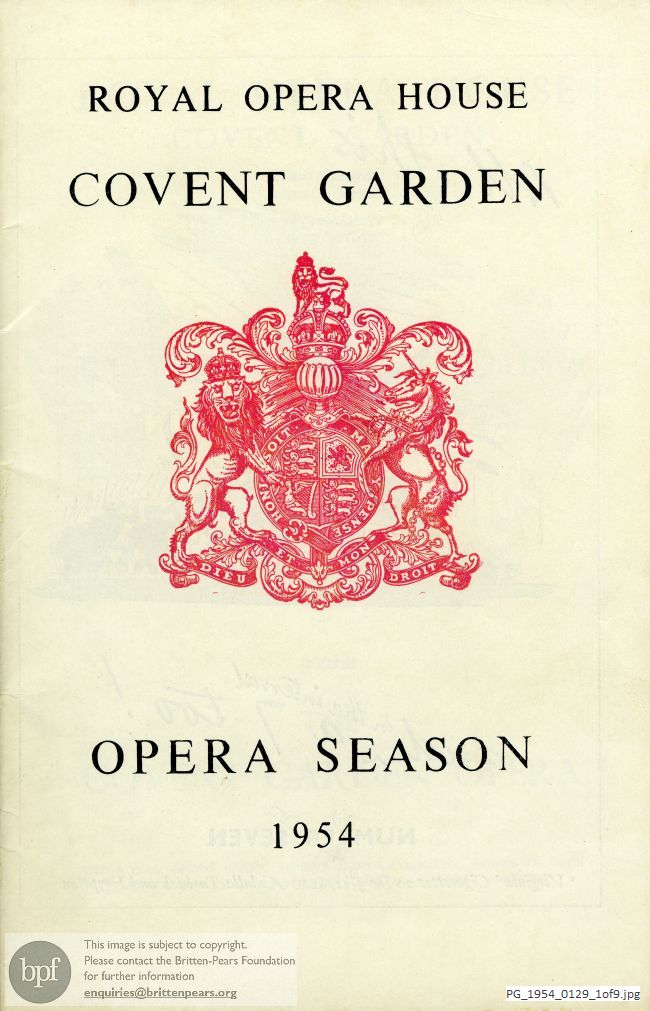 Concert programme:  Britten Gloriana, Royal Opera House