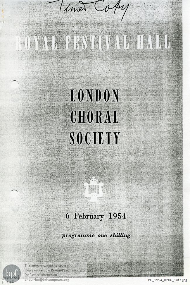 Concert programme:  London Choral Society Messiah, Royal Festival Hall