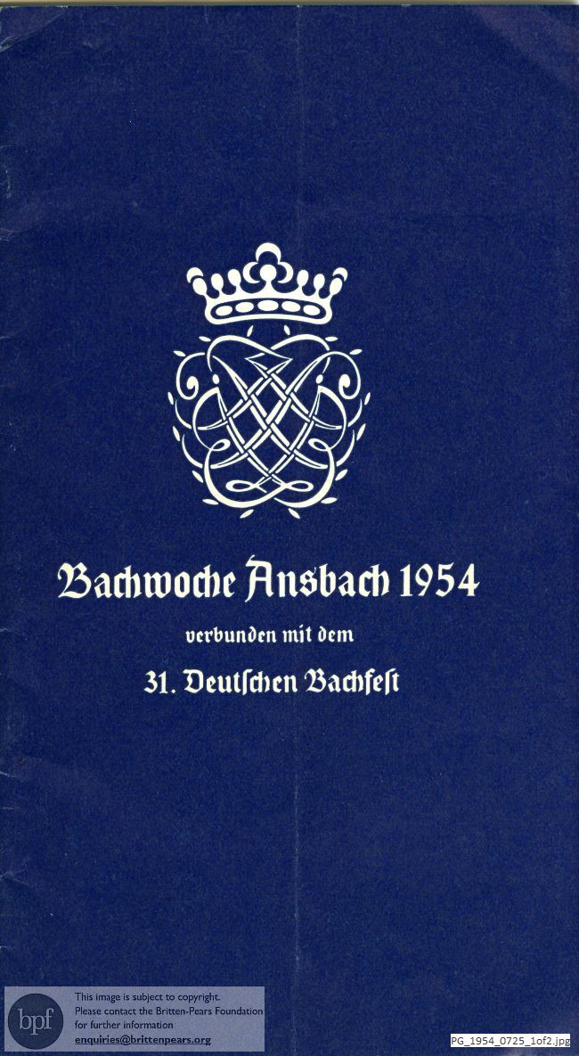 Concert programme:  Bachwoche Ansbach 1954