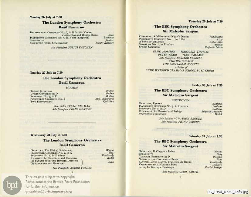 Concert programme:  Britten Spring symphony at Royal Albert Hall [BBC Proms]