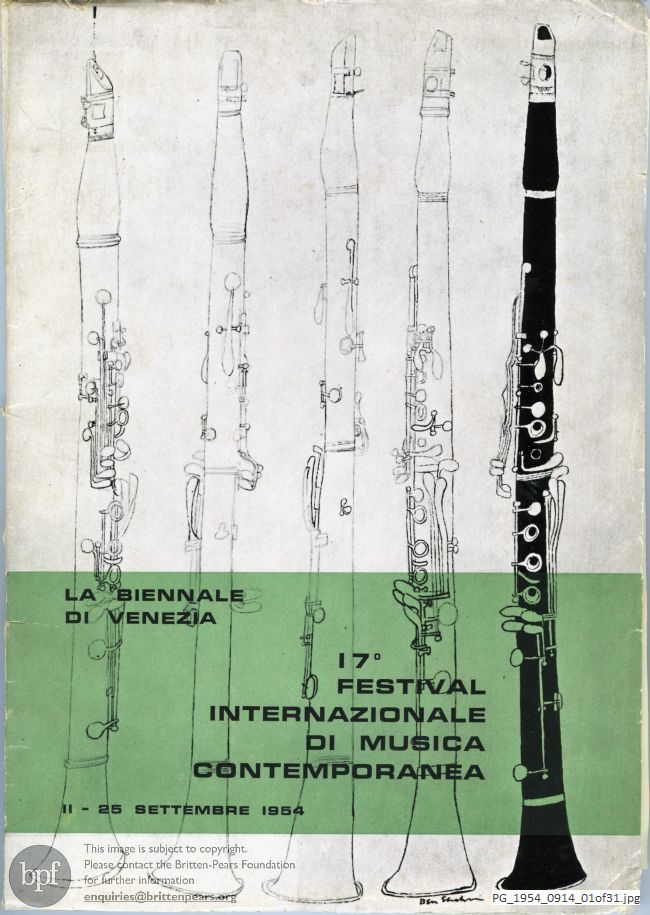Programme for the seventeenth International Festival of Contemporary Music, The Turn of the Screw, Venice, 1954